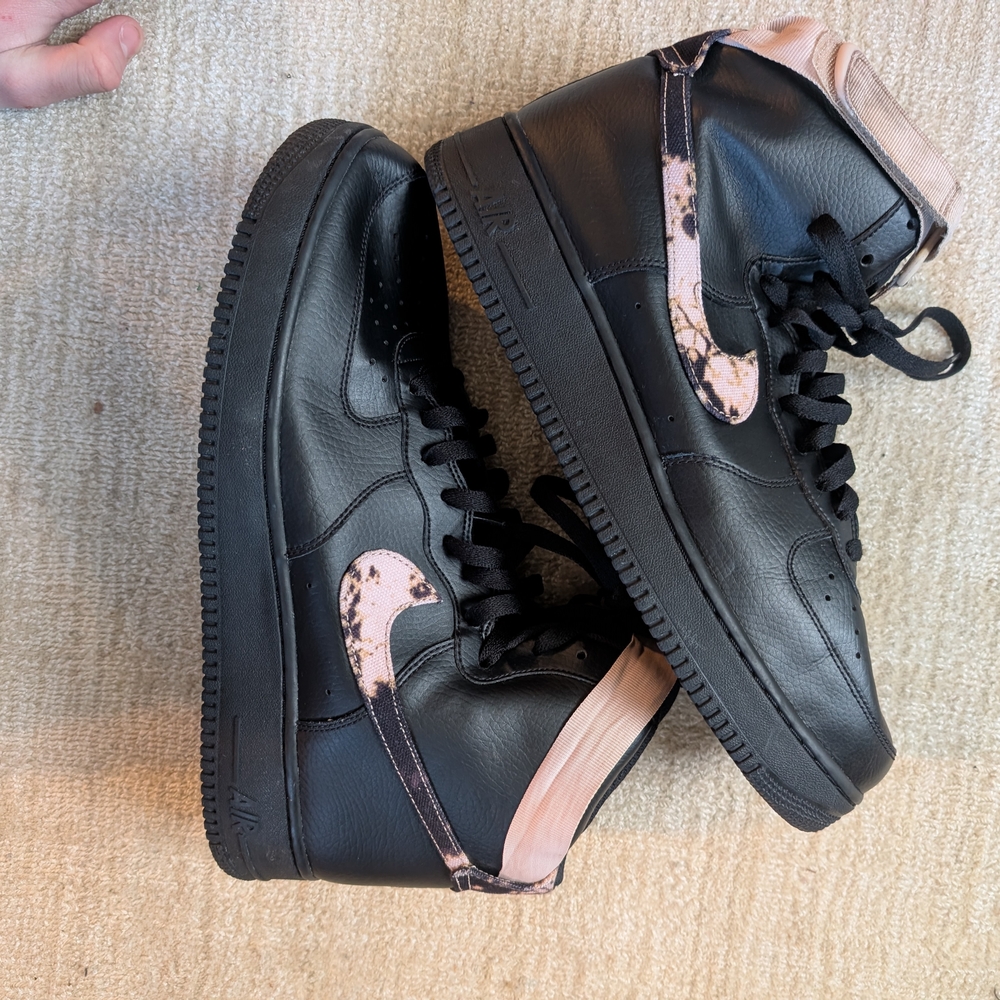 Black and Pink High-Top Sneakers